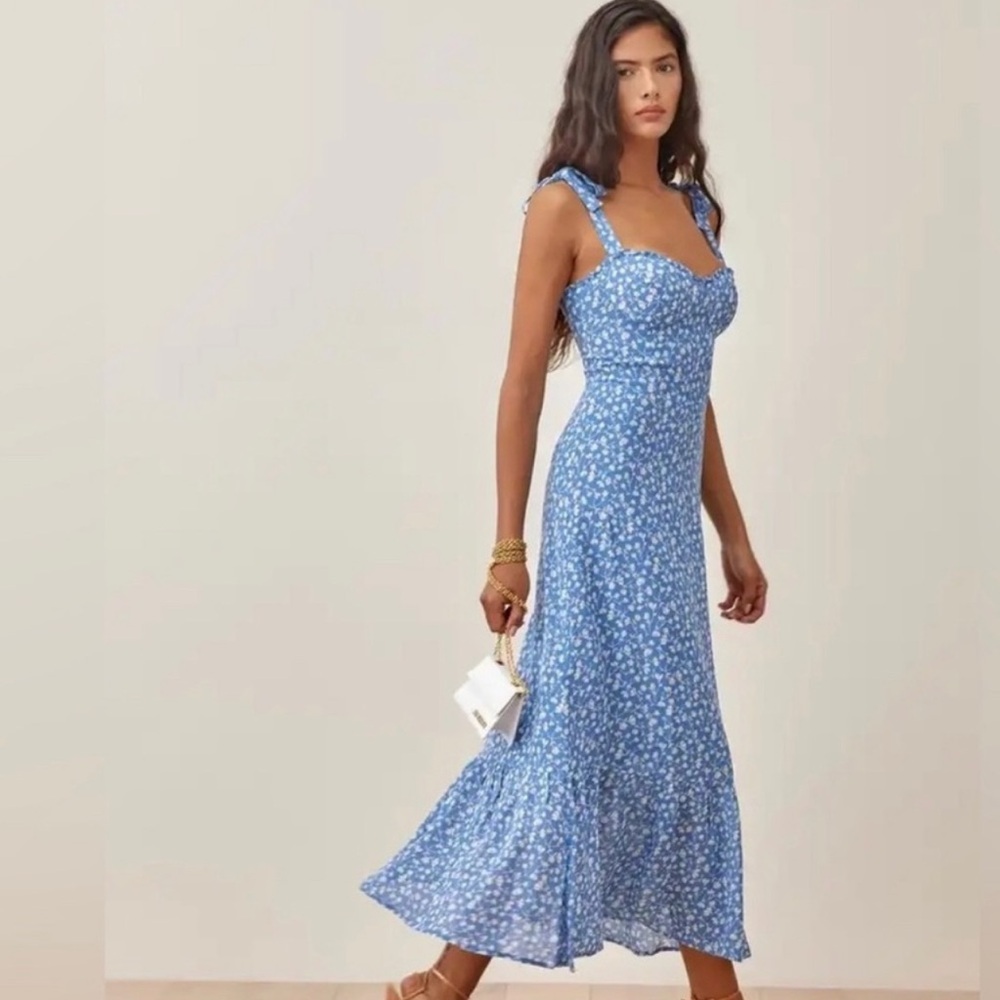Reformation Blue Floral Nikita Dress